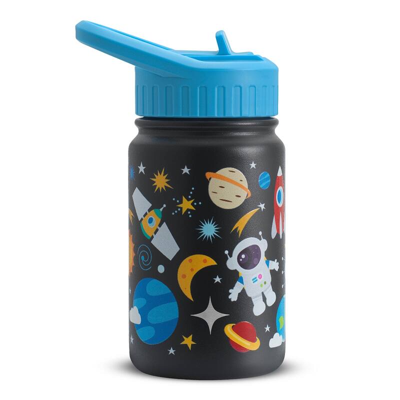 Stainless Steel Kids Water Bottle with Straw Lid - 12 oz - Outer Space