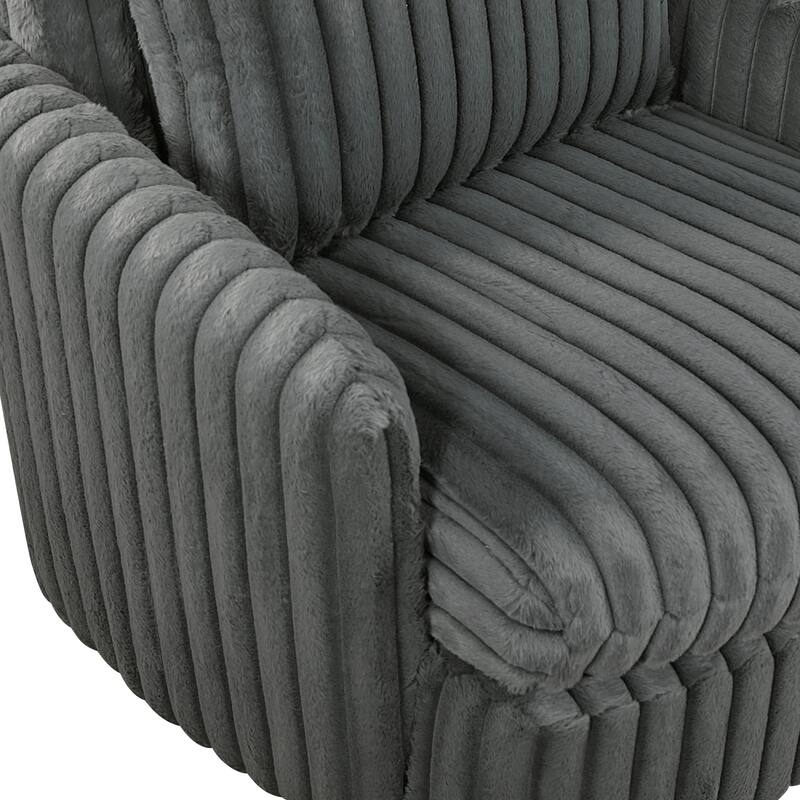 Genor 38.5" Corduroy Fabric Swivel Chair - 360-Degree Swivel