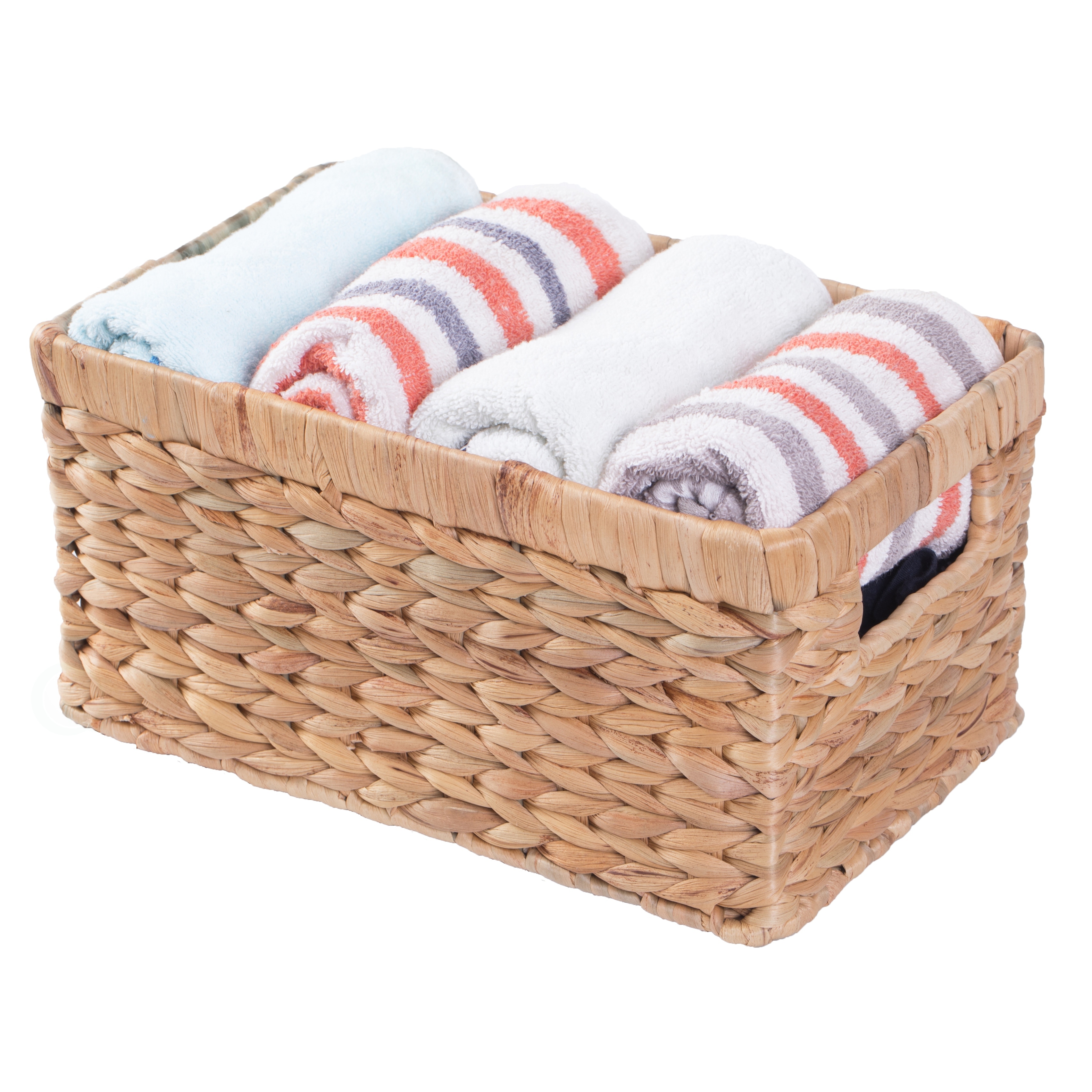 mDesign Woven Hyacinth Home Storage Basket for Cube Furniture, 4 Pack - Natural