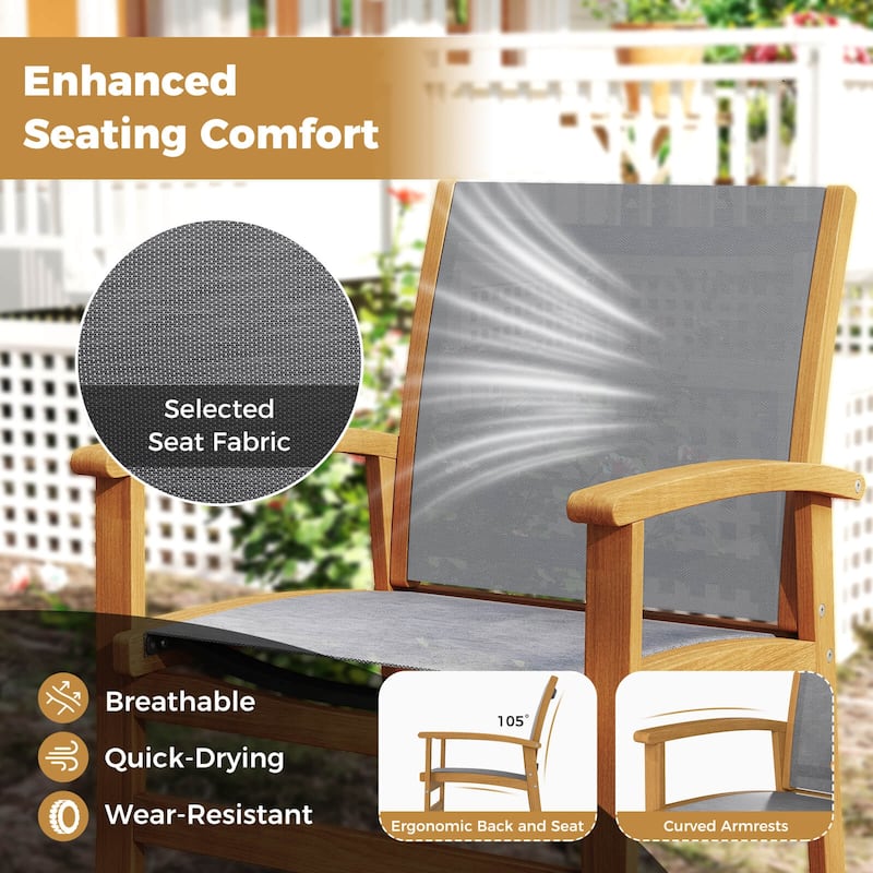 Costway 9 PCS Acacia Wood Outdoor Dining Set for 6-8 with 1.97" - See Details