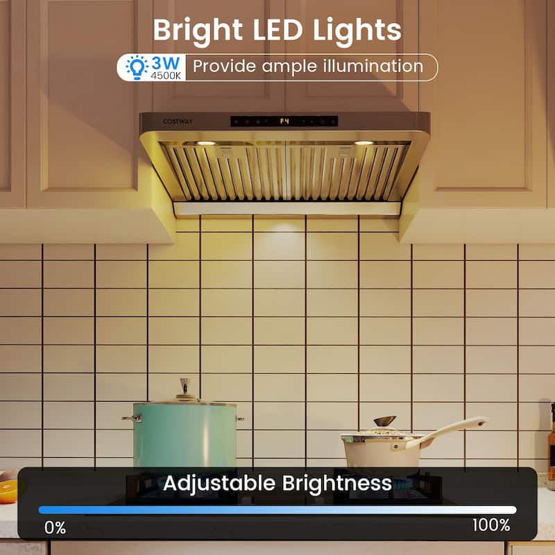 Gymax 30 Inch 900 CFM Under Cabinet Range Hood w/Oil Collector 4 Fan