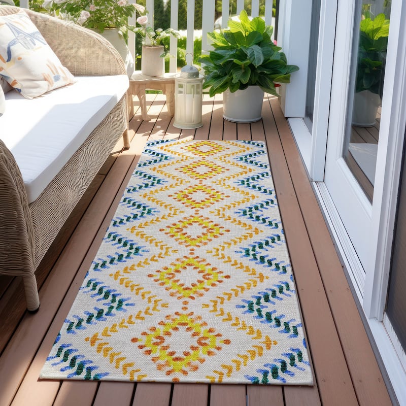 Machine Washable Indoor/ Outdoor Chantille Boho Global Rug