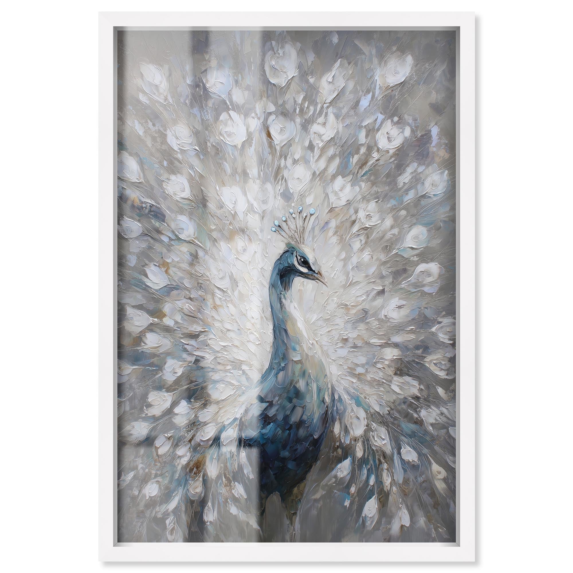 White Peacock II Vintage Wall Decor Shadowbox Print by Art Remedy