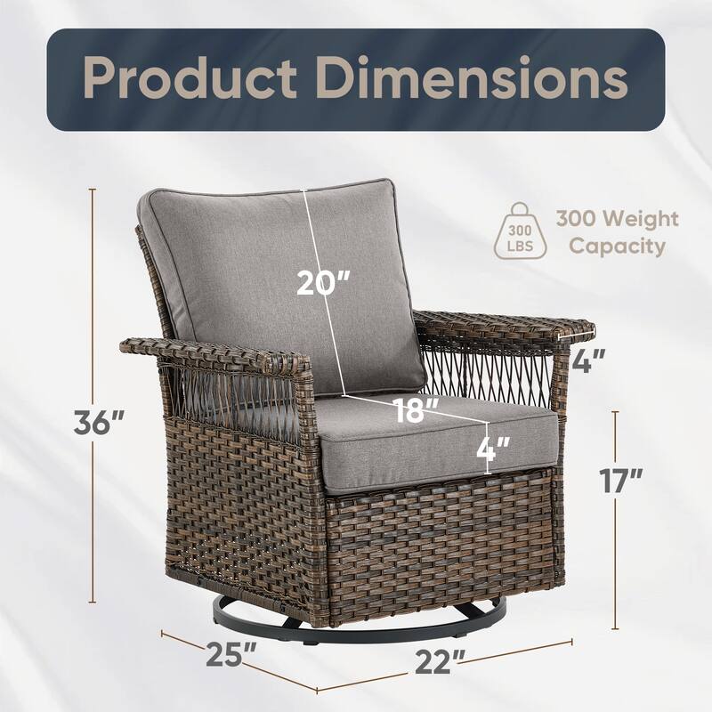 Pocassy Outdoor Swivel Chairs with Sofa Chair Ottoman and Table Set