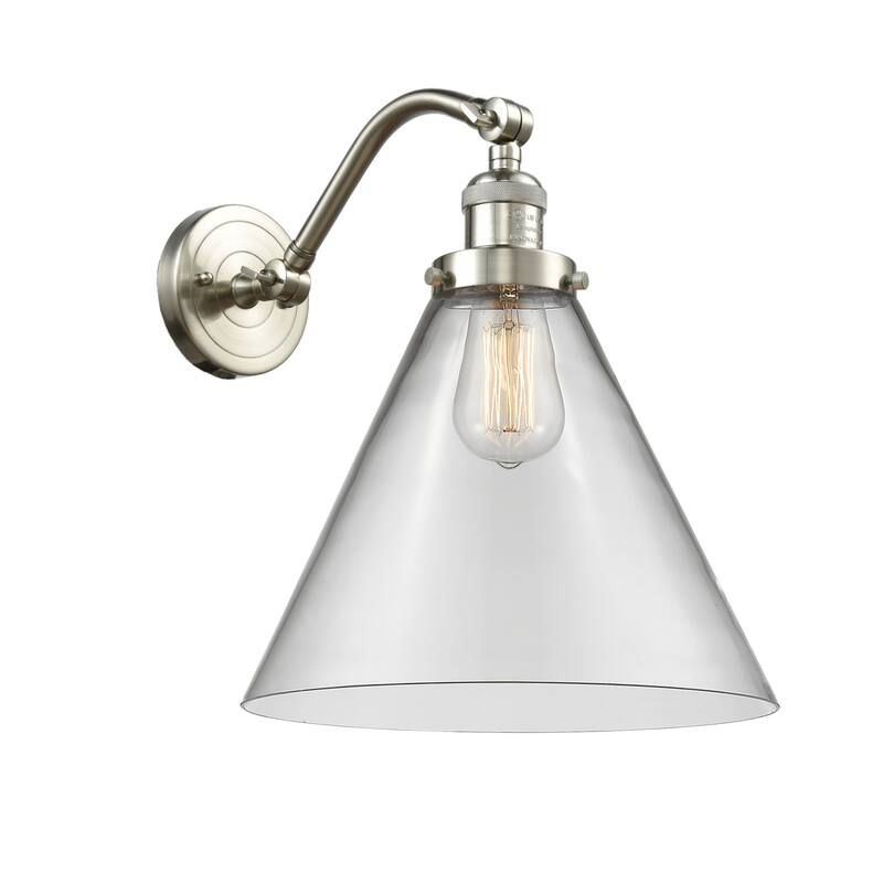 Innovations Lighting X-Large Cone Single Light 14" Tall Bathroom - Brushed Satin Nickel / Clear