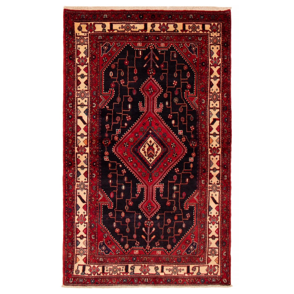 ECARPETGALLERY Hand-knotted Anatolian Vintage Navy, Red Wool Rug - 4'6 x 7'7