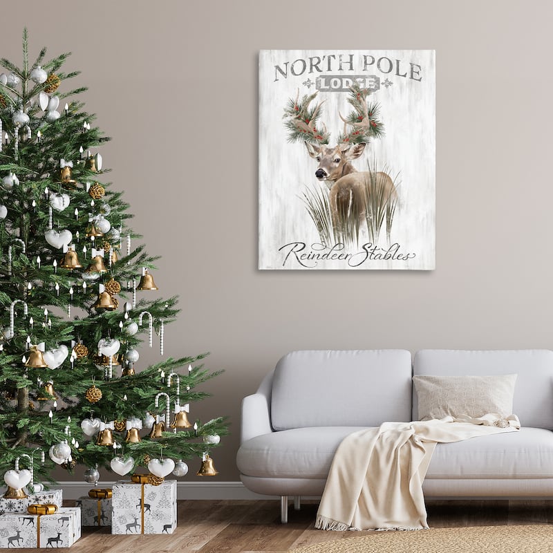 Stupell Festive Winter Reindeer Lodge Canvas Wall Art Design By Cat Thurman Designs