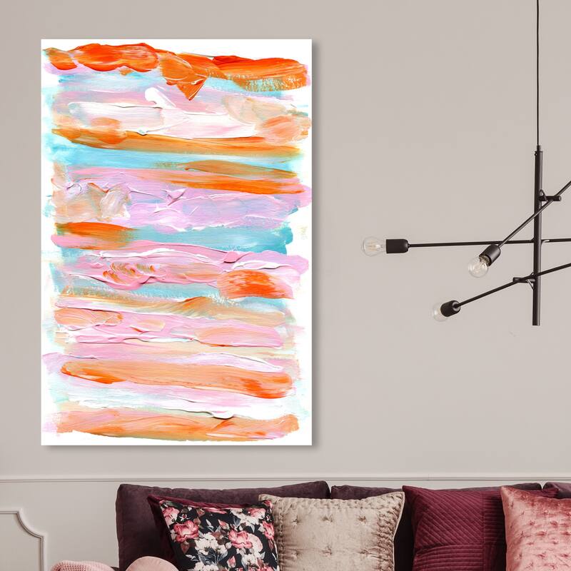 Wynwood Studio Abstract Summer Ice Cream Orange and Pastel Pink Modern & Contemporary Wall Art Canvas Print - 45 x 30
