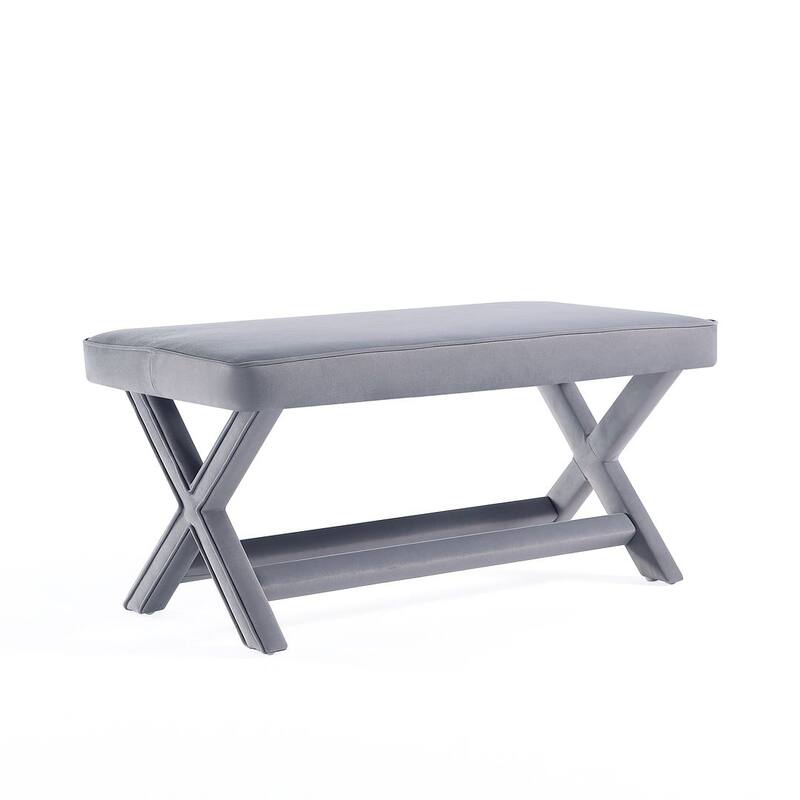 Manhattan Comfort Abigail Mid-Century Modern Velvet Upholstered Bench