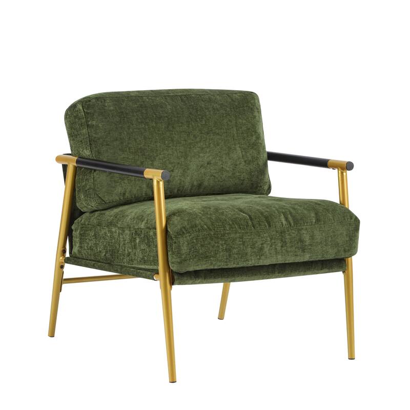 27.56" Small Upholstered Accent Chair with Gold Metal Frame