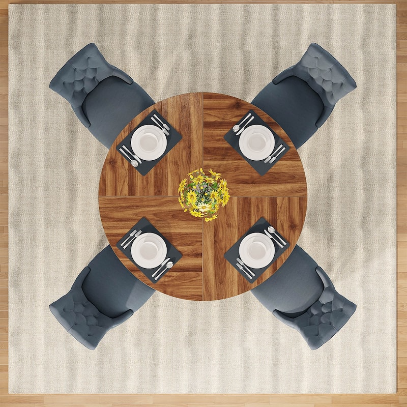 Round Dining Table for 4, 47 Inch Farmhouse Kitchen Table Small Dinner Table Wood Kitchen Table for Dining Room Living Room