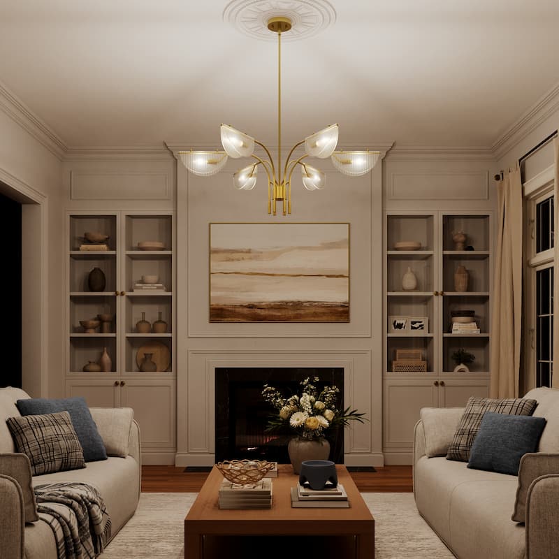 Acroma 6-Light Black Steel & Glass Dimmable Linear Chandelier