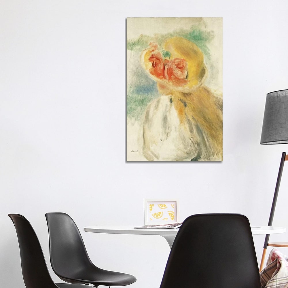 iCanvas "Young Girl with Flowers in her Hat" by Pierre-Auguste Renoir Canvas Print