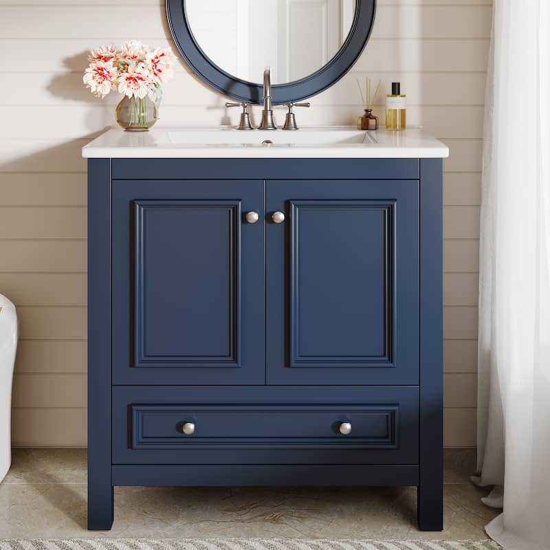 30 Inches Modern Bathroom Vanity with Sink & 1 Drawer, Vanities Cabinet