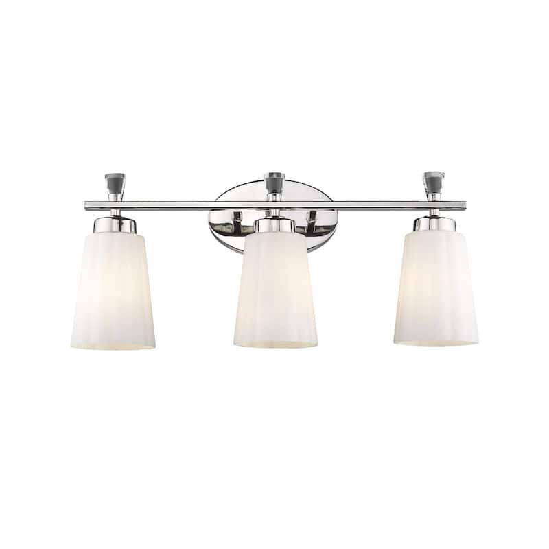 3-Light Polished Nickel 21 Inch Bath Vanity Light with Frosted Glass