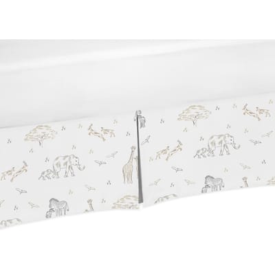 Jungle Safari Animals Crib Bed Skirt Brown Taupe Black and White Gender Neutral Elephant Giraffe Wildlife Adventure Serengeti