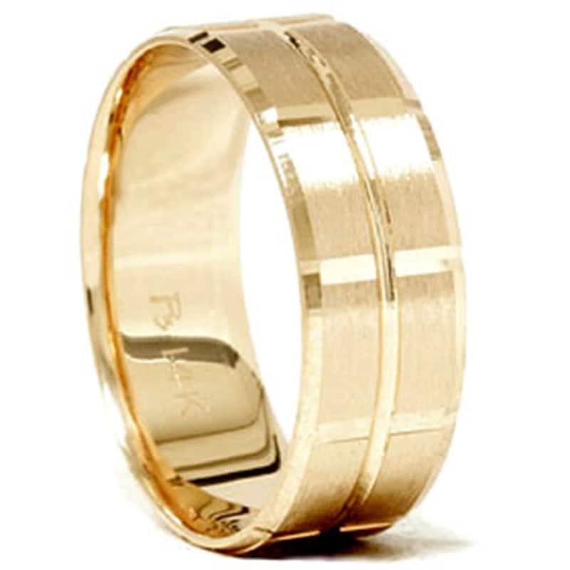 Yellow Gold Mens 8mm Swiss Cut Wedding Ring