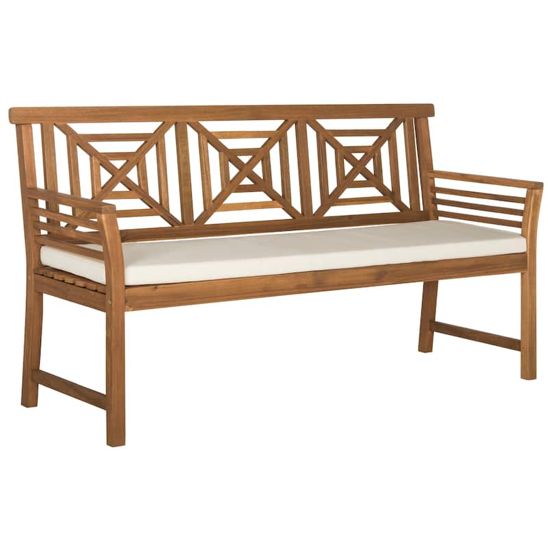 SAFAVIEH Outdoor Vessela Mar 3-Seat Bench with Cushion - 22Wx63Dx34H