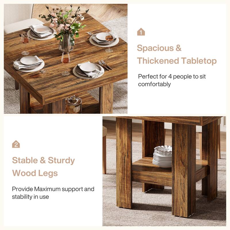 Small Dining Kitchen Table with Shelf Storage
