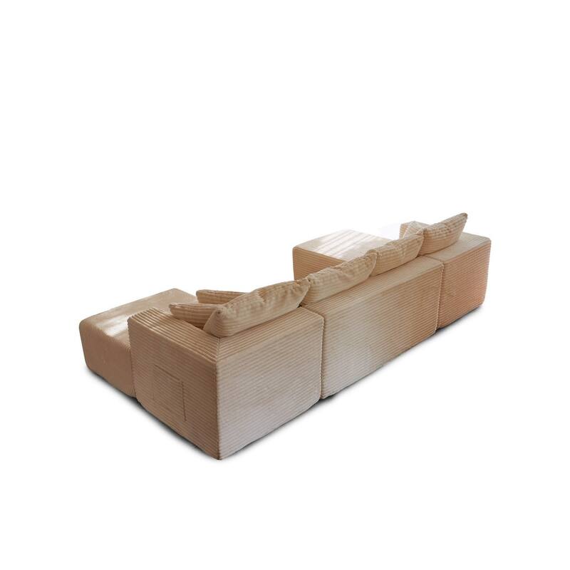 133.86" Modern U-Shape Cloud Modular Sectional Sofa with 1 Ottoman, No Assembly Required