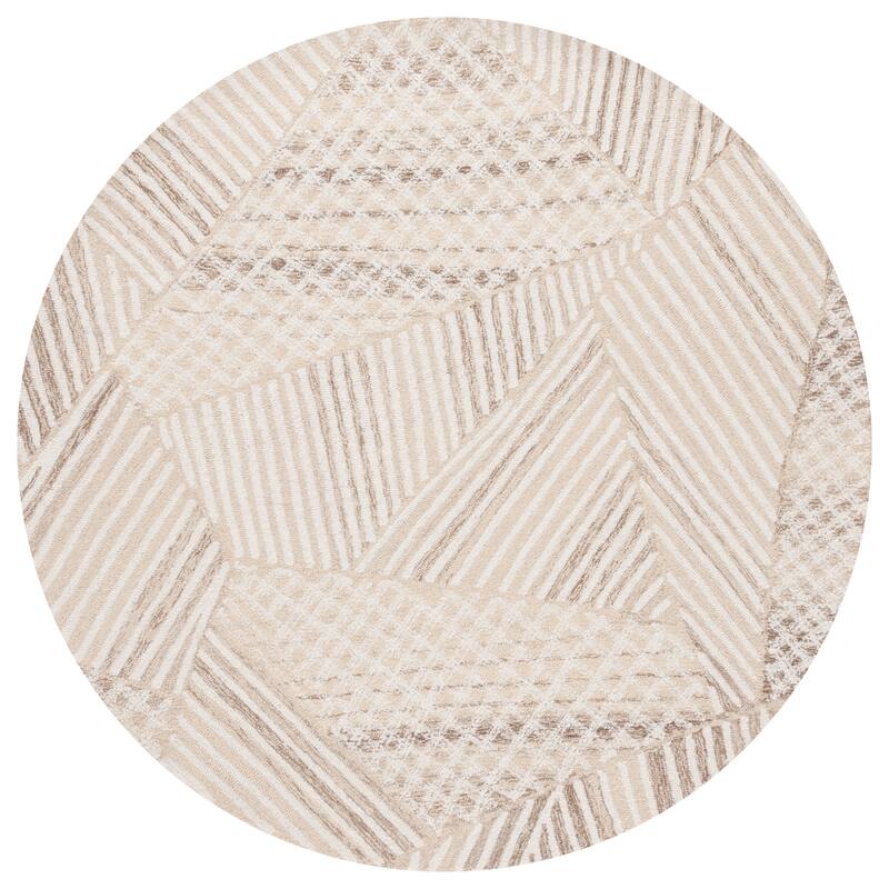 SAFAVIEH Handmade Abstract Clizia Modern & Contemporary Wool Rug - 6' Round - Ivory/Light Brown