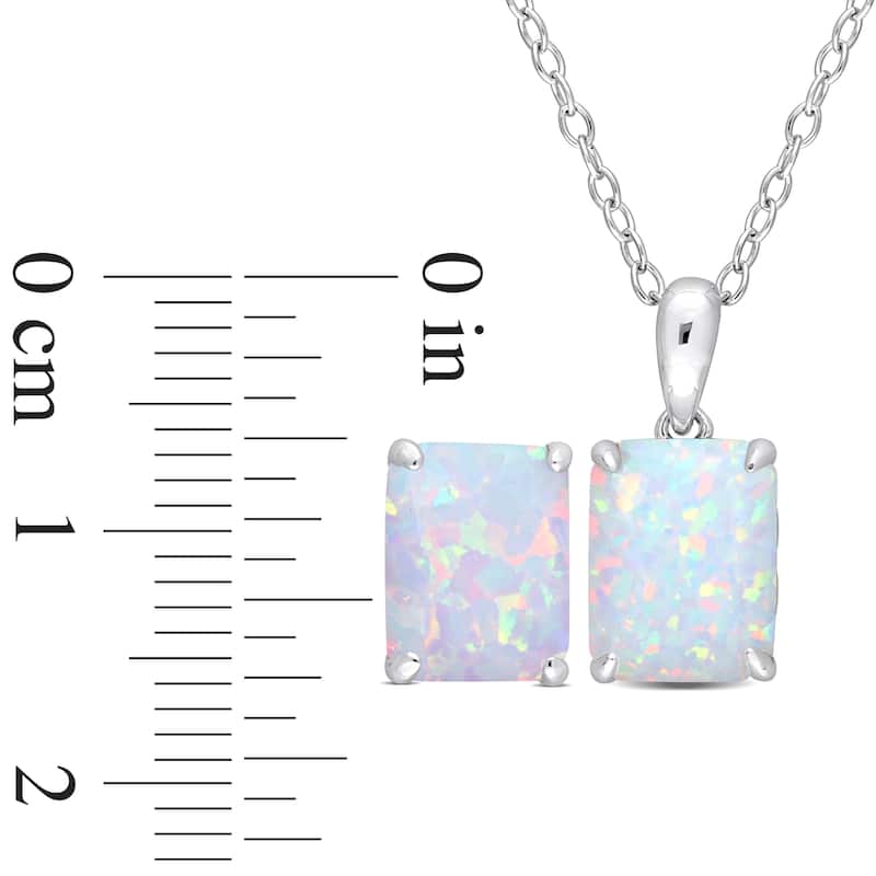 Miadora 5 3/4ct TGW Created Opal 2-Piece Set of Necklace and Earrings Sterling Silver