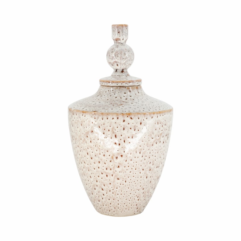 Sagebrook Home Exquisite Stoneware Truman Large Lidded Jar - Elegant Vase for Modern Home Decor