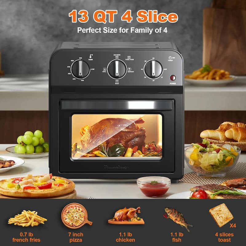 Family-Size Air Fryer Toaster Oven Combo, 13QT, 360° Hot Air Circulation for Healthy, Oil-Free Cooking