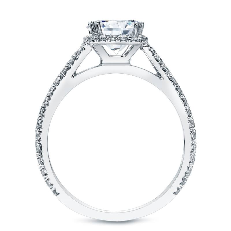 Auriya 2 2/5ctw Cushion-cut Halo Diamond Engagement Ring 3pc Set 14k Gold Certified