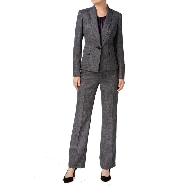 Shop Le Suit Gray Womens Size 12 Shawl-Collar One-Button Pant Suit ...