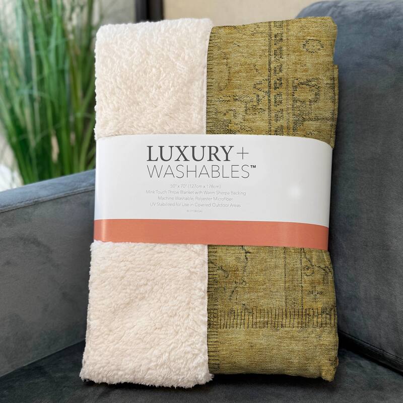Premium Machine Washable Vintage Patchwork Sherpa Throw Blanket
