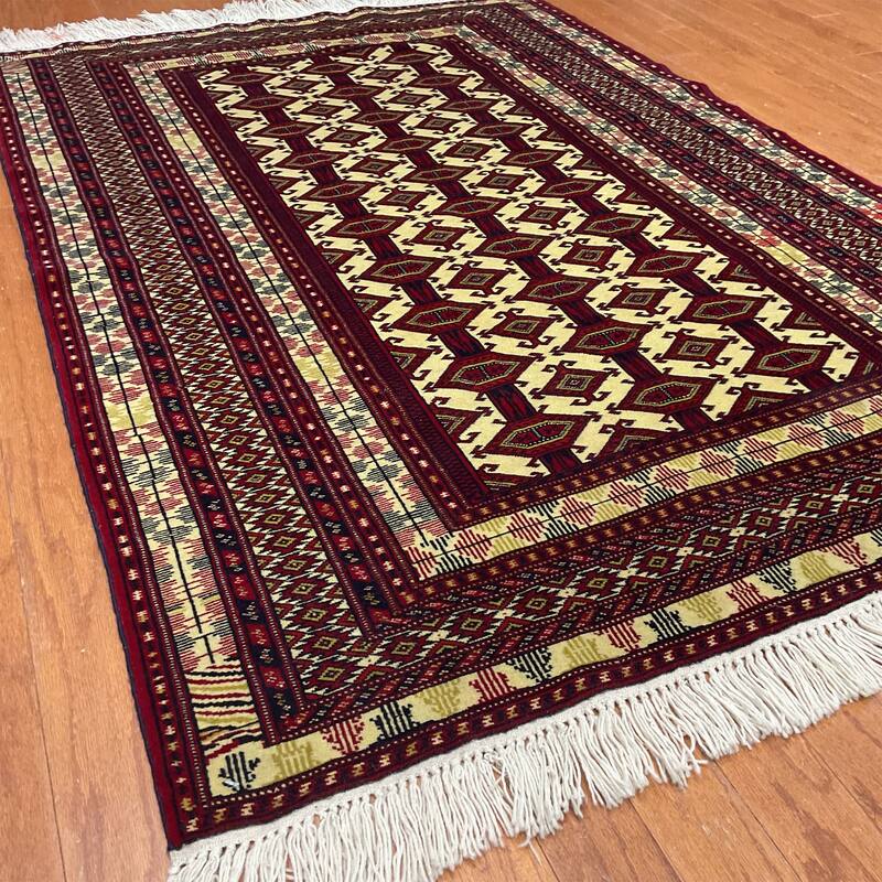 HERAT ORIENTAL Handmade Turkoman Wool Rug - 4' x 5'7"