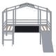 preview thumbnail 18 of 23, Twin Size Loft Bed Kids Bed with Ladder and Slide, Fairytale-like Atmosphere House Bed with Blackboard & Light Strip for Kids