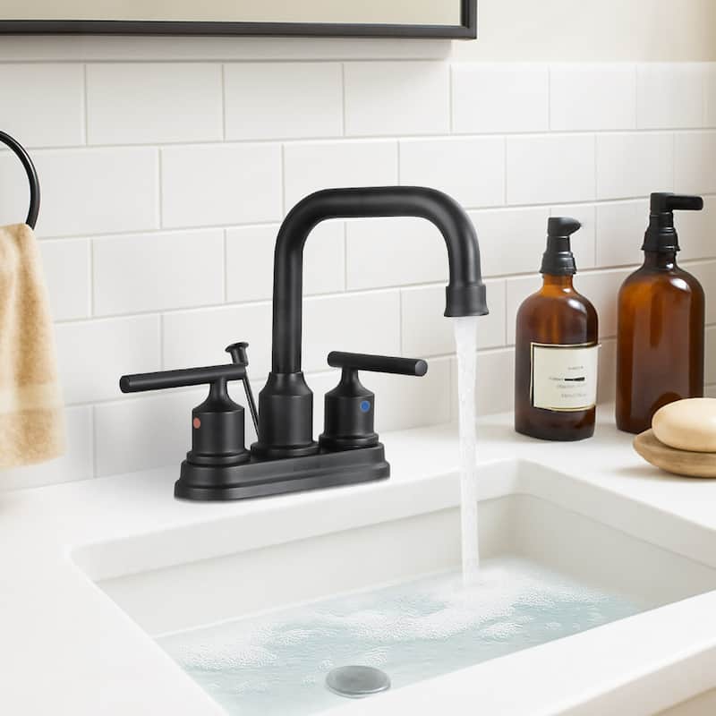 WOWOW 4 in. Centerset Double Handle Bathroom Faucet
