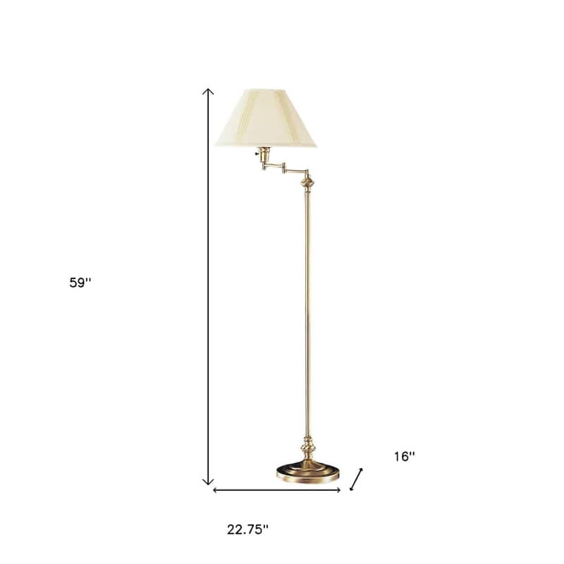 59" Metal Swing Arm Floor Lamp with Fabric Empire Shade - 22.75" x 16" x 59"