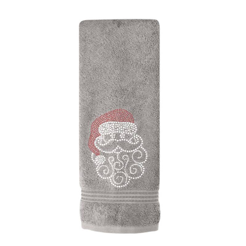 Sparkles Home Rhinestone Santa Hand Towel - Gray