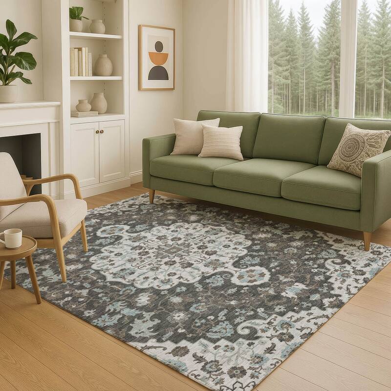 Machine Washable Indoor/ Outdoor Traditional Savannah Chantille Rug