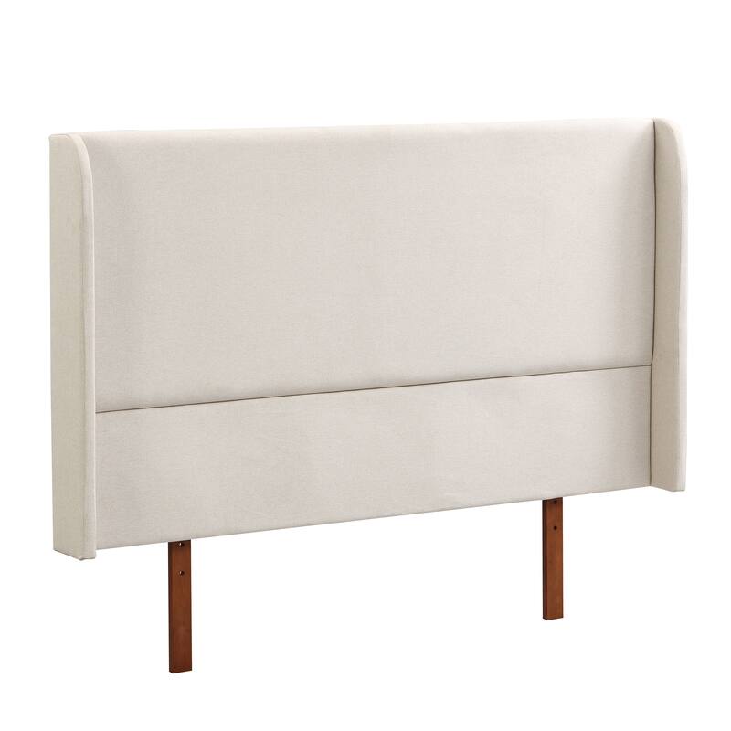 Wood Queen/King Size Platform Bed with Upholstered High Headboard