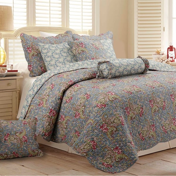 Copper Grove Anthurium Floral Paisley Cotton Quilt Bedding Set Bed
