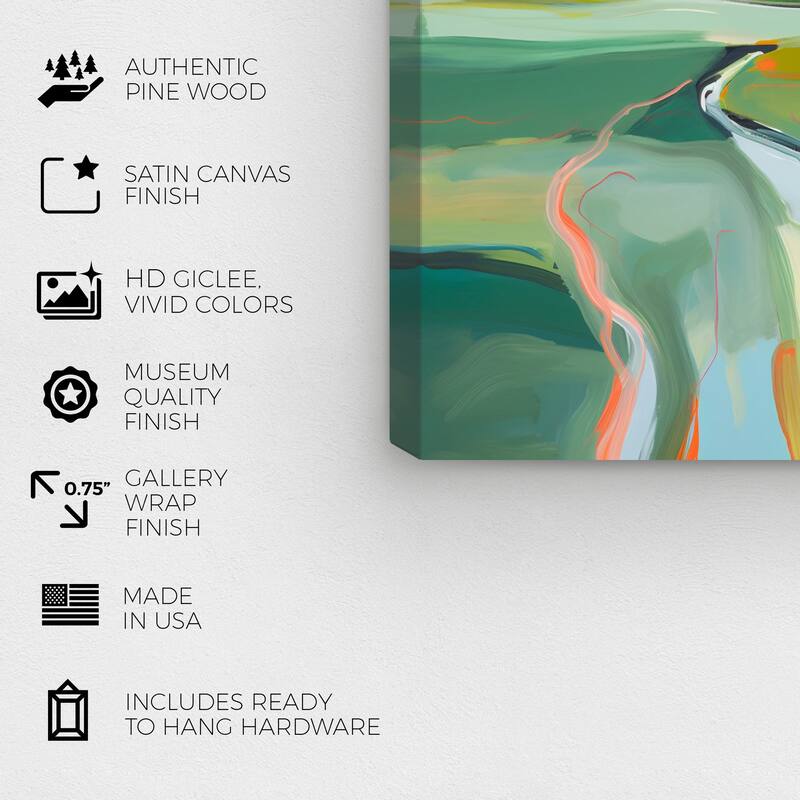Wynwood Studio Nature and Landscape River Route Green and Modern & Contemporary Wall Art Canvas Print