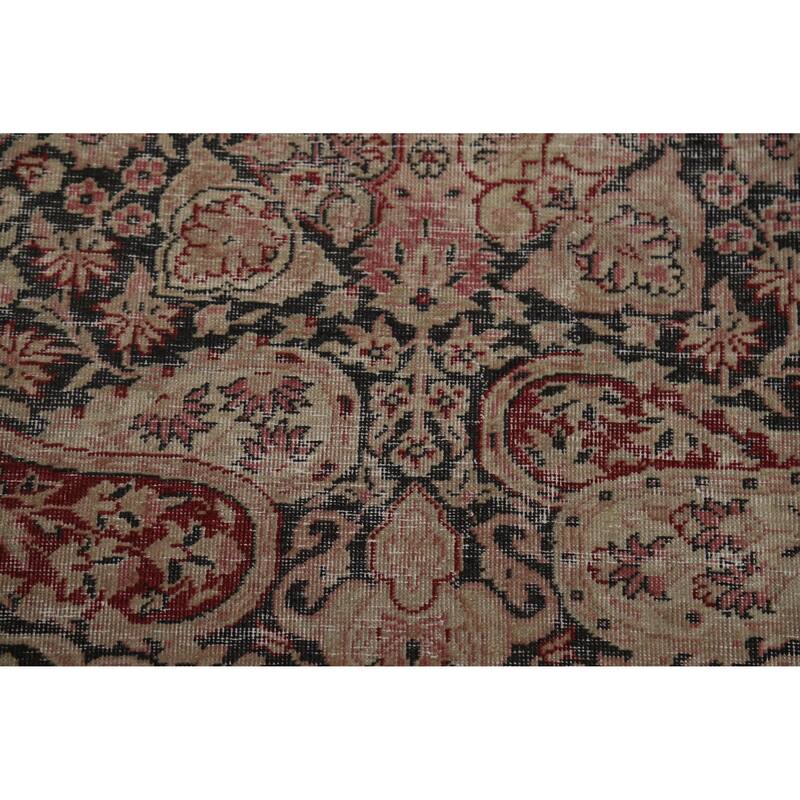 Hand Knotted Oriental 100% Wool Carpet Traditional All-Over Black Kerman Area Rug - 13' 0'' X 9' 8''