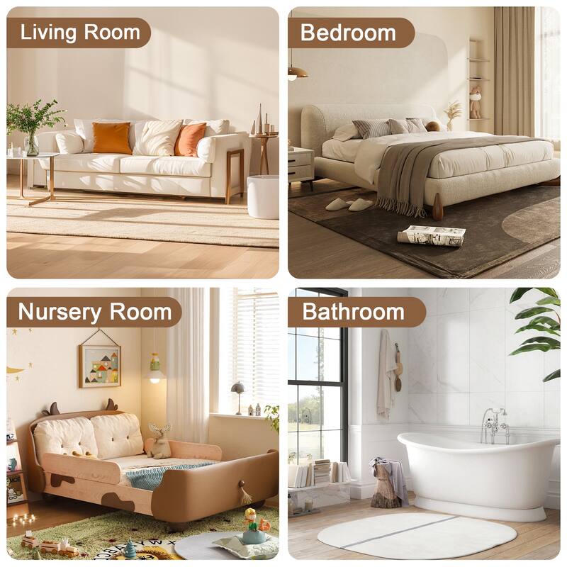 Movable Children's Wardrobe with Wheels, Portable Wardrobe Closet Storage Cabinet Organizer with 2 Hanging Rod, Creamy White