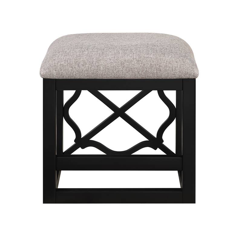 Desks and Stool Set 3pc Black Finish Rolling Desk with Casters, 2 Charging ports Home Office Furniture
