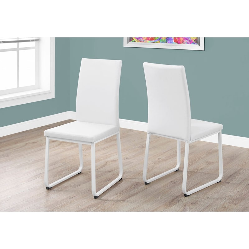 Classic Charm Dining Chairs - Set of 2 - Metal & Leather Upholstered - Satin Black Finish - Modern Kitchen Chairs - 38
