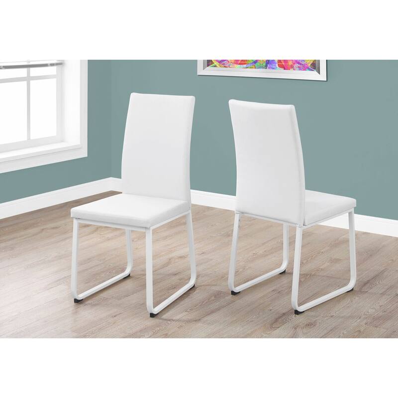 Modern Dining Chairs Set of 2 - PU Leather Look, Metal Frame, Black Kitchen Side Chairs