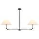 preview thumbnail 8 of 14, 2-Light Modern Black/Gold Linear Fabric Cone Large Pendant Light for Kitchen Island