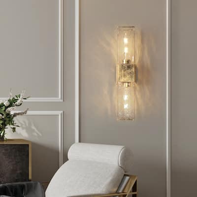 Luxmira Modern Luxury Glam Gold Large Bathroom Sconce with Art Glass for Hallway
