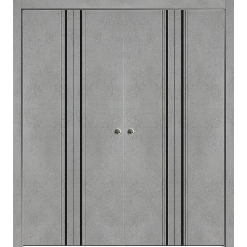Double Bi-fold Doors Planum 0011 Concrete with Sturdy Tracks - 96" x 96" (4* 24x96)
