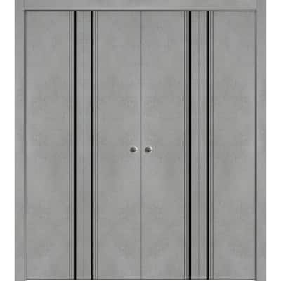 Double Bi-fold Doors Planum 0011 Concrete with Sturdy Tracks