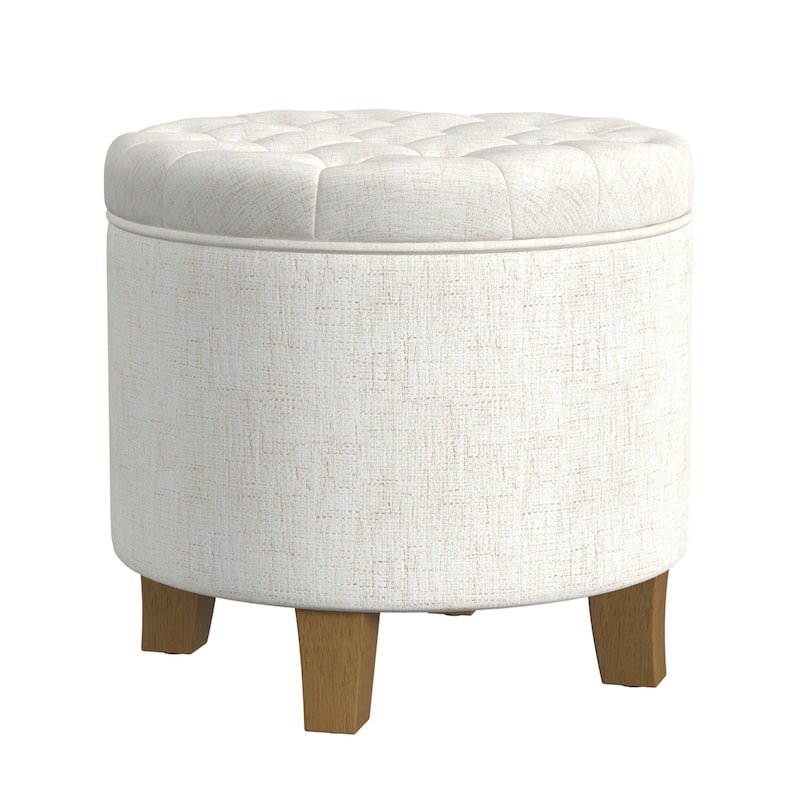 Carson Carrington Hare Button-tufted Round Storage Ottoman